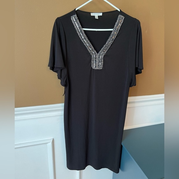 Spense Dresses & Skirts - Spense Black Dress with Silver Embellishments Size 6